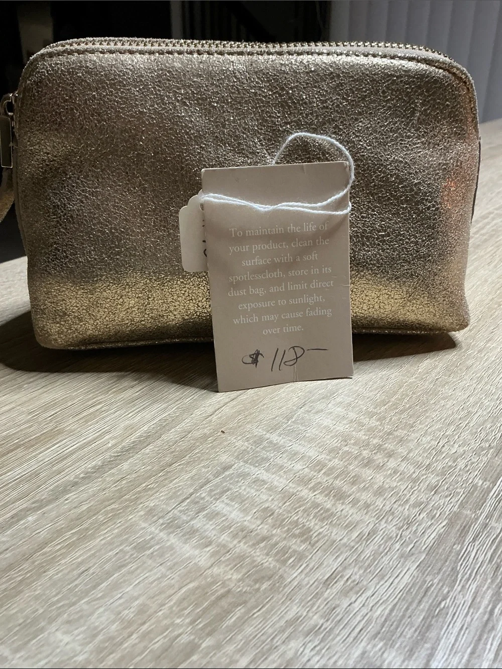 Metallic Gold Cosmetic Pouch Wristlet - India Hicks London.